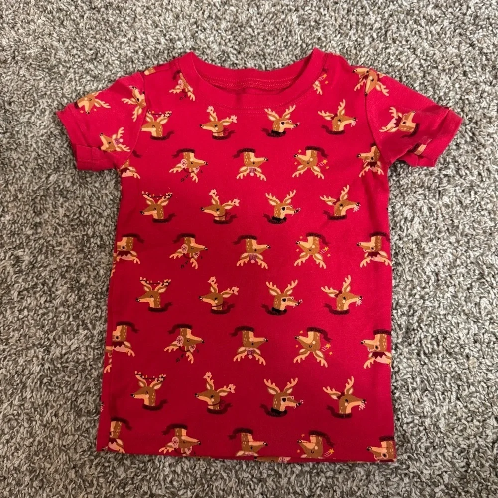 Old Navy Red Reindeer Short Sleeve Sleepwear Top and Bottom Set Size 5T